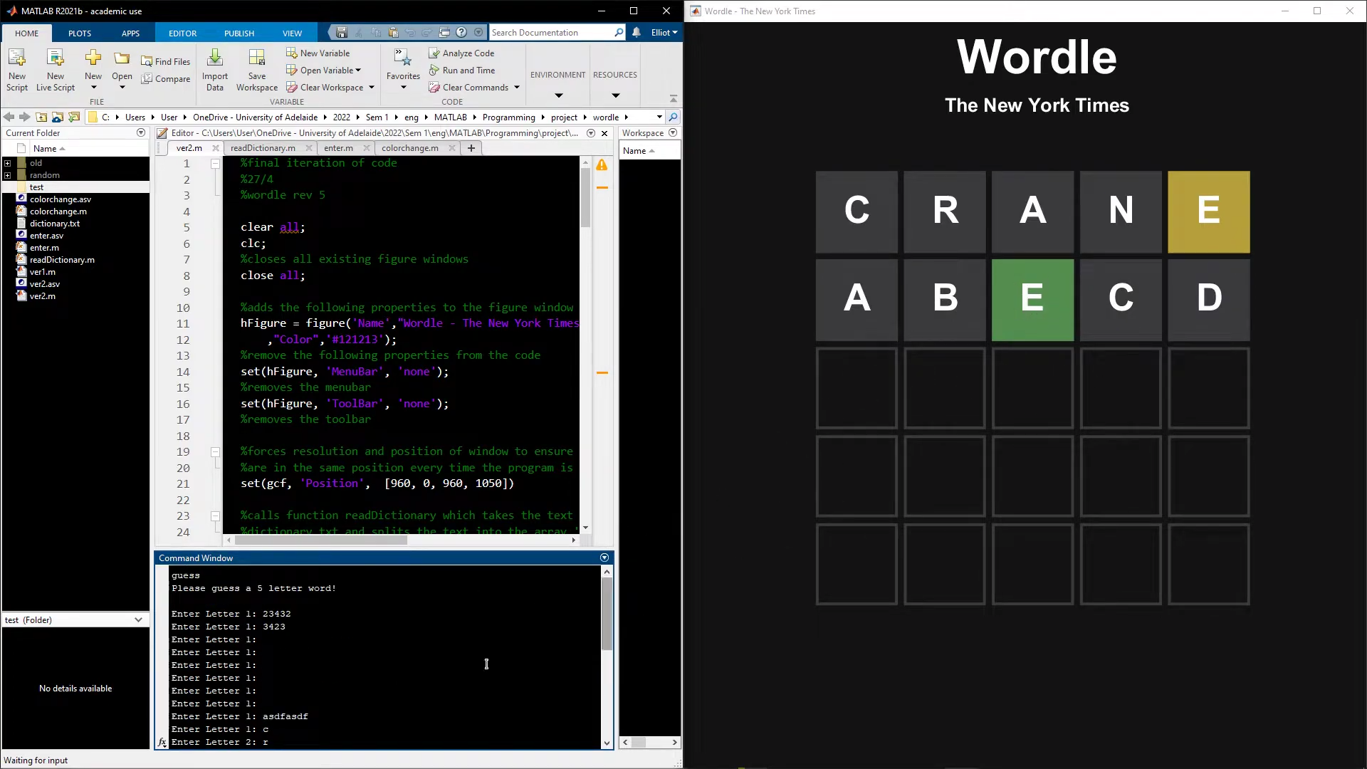 Wordle in MATLAB